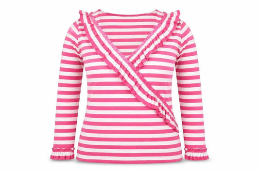 Cape Cove Womens Pink Striped Cotton Wrap Long Sleeve Top XL