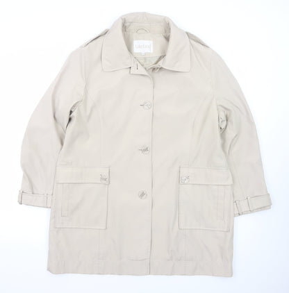 Lakeland Women's Beige Trench Coat Size 16 Collared Mid-Length