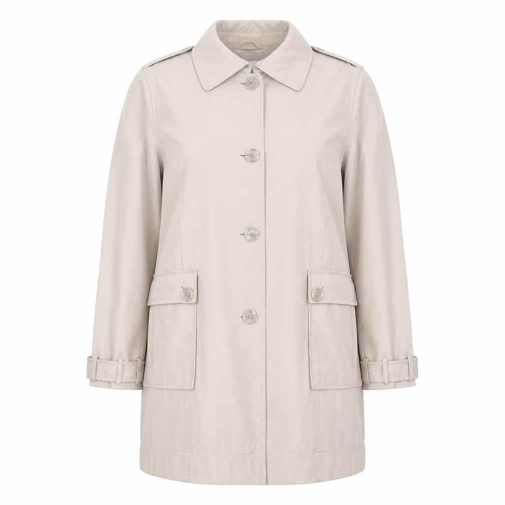 Lakeland Women's Beige Trench Coat Size 16 Collared Mid-Length