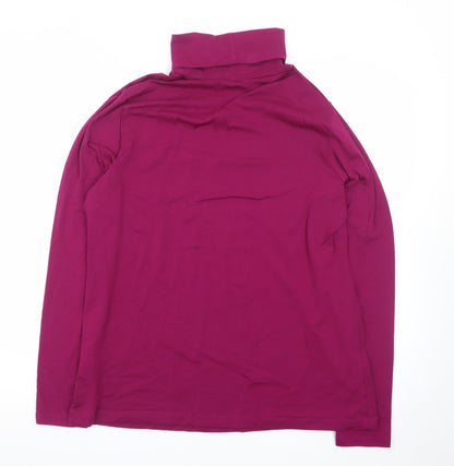 Lands' End Women's Purple Roll Neck Long Sleeve Jersey Top XL