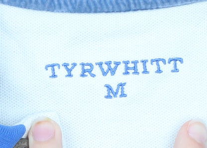 Tyrwhitt Men's Blue Cotton Short Sleeve Polo Shirt M