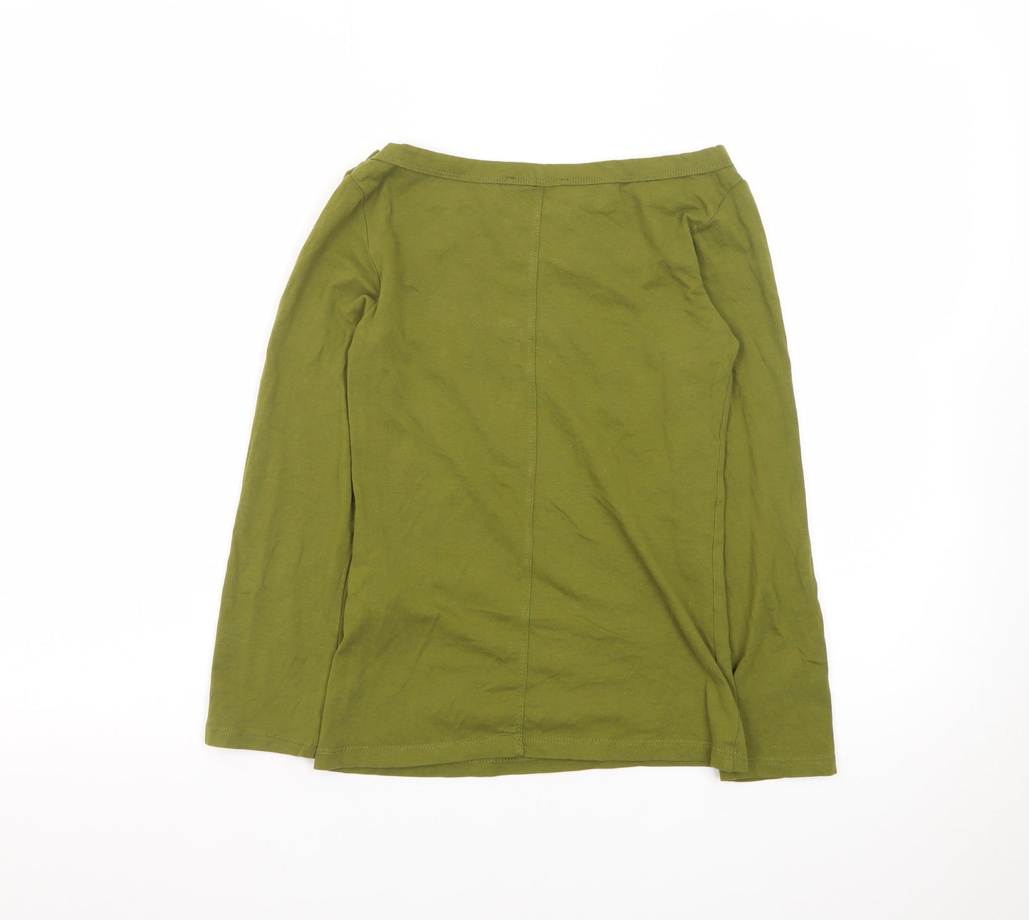 Zara Women's Green Long Sleeve Cotton Basic T-Shirt Size M