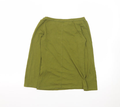 Zara Women's Green Long Sleeve Cotton Basic T-Shirt Size M