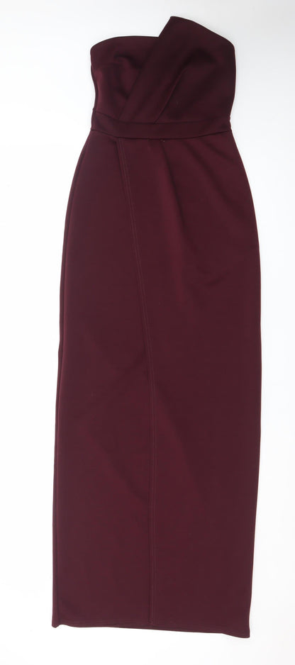 Boohoo Women's Red One Shoulder Bodycon Midi Dress Size 10