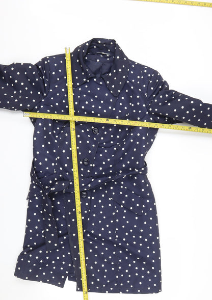 Marks and Spencer Women's Blue Polka Dot Trench Coat Size 14