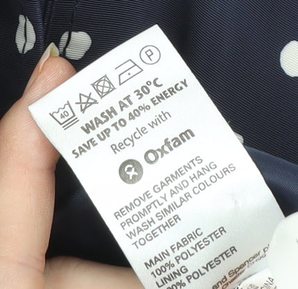 Marks and Spencer Women's Blue Polka Dot Trench Coat Size 14