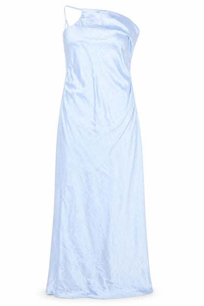 Boohoo Women’s Blue Satin Cowl Neck Long Slip Dress Size 10
