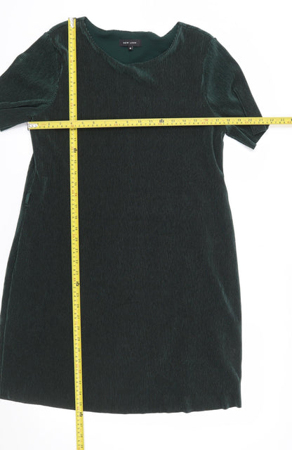 New Look Women Green Size 10 Velvet Shift Belted Dress
