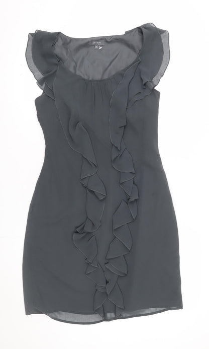 Et Vous Women Grey Size 10 Shift Ruffle Chiffon Party Dress