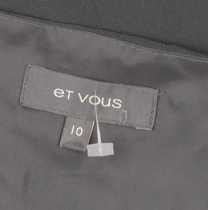 Et Vous Women Grey Size 10 Shift Ruffle Chiffon Party Dress