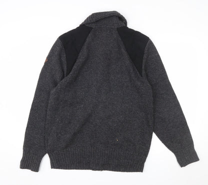 Timberland Men Grey Lambswool Knit Cardigan XL Slim Fit