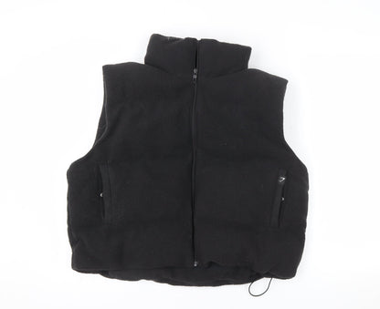 Gymshark Women's Black Fleece Waistcoat L Bodywarmer Zip Pockets Casual