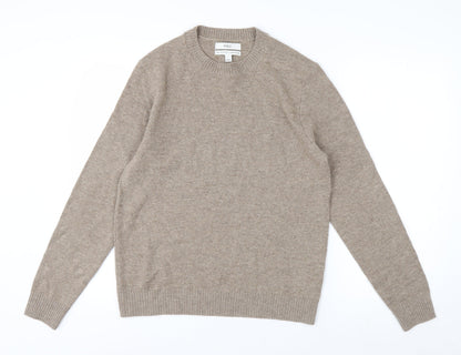 Marks and Spencer Men's Beige Lambswool Crew Neck Jumper Size S
