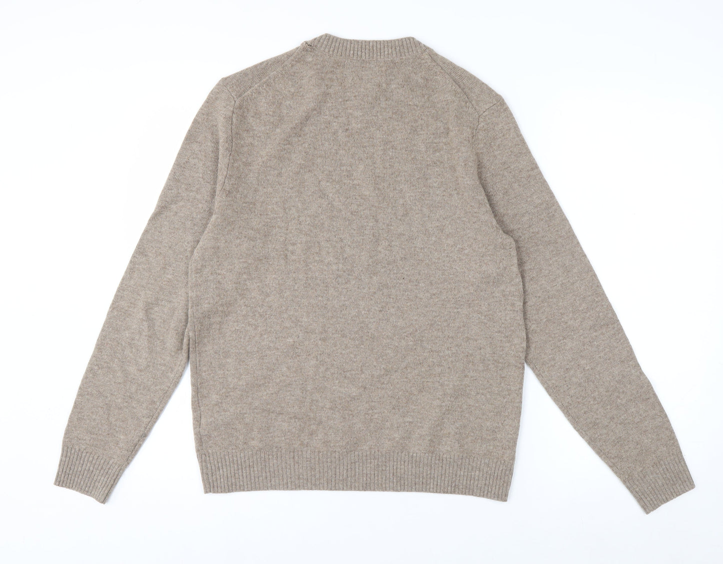 Marks and Spencer Men's Beige Lambswool Crew Neck Jumper Size S