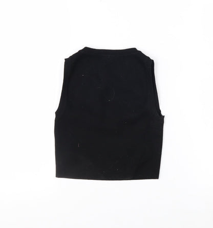 Zara Women's Black Cropped Sleeveless Slim Knit Tank Top S