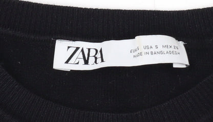 Zara Women's Black Cropped Sleeveless Slim Knit Tank Top S