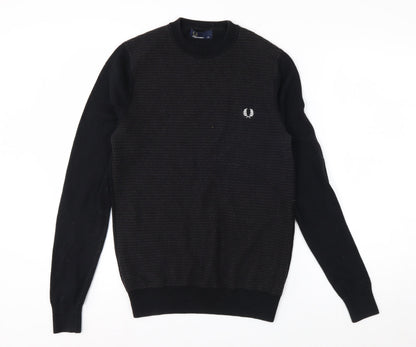 Fred Perry Men's Black Wool Cotton Crew Neck Jumper XS