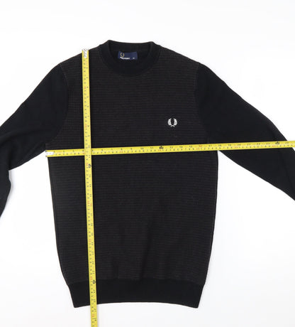 Fred Perry Men's Black Wool Cotton Crew Neck Jumper XS