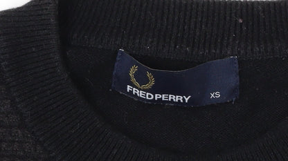 Fred Perry Men's Black Wool Cotton Crew Neck Jumper XS