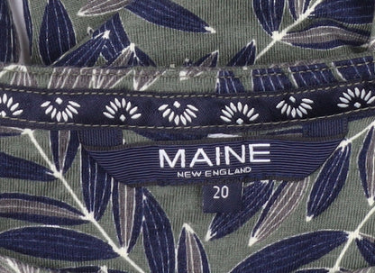 Maine New England Women’s Green Floral Jersey Shift Dress Size 20