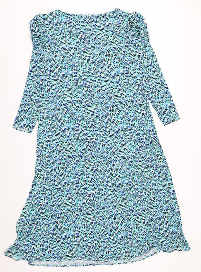 Monsoon Women’s Blue Geometric Off Shoulder Midi Dress XL