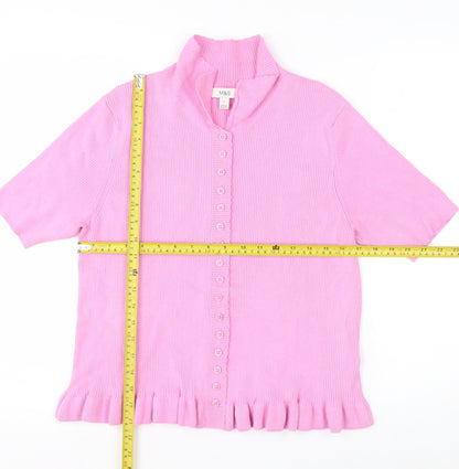 Marks and Spencer Women’s Pink Collared Short Sleeve Cardigan L