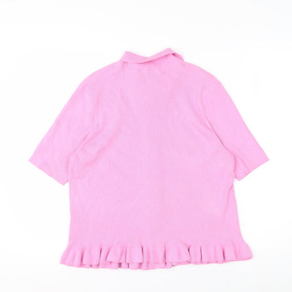 Marks and Spencer Women’s Pink Collared Short Sleeve Cardigan L
