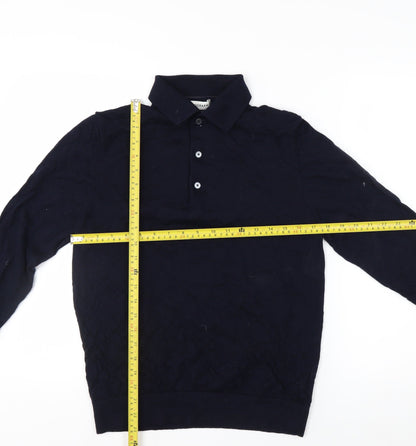 Marks and Spencer Men’s Blue Merino Wool Collared Henley Jumper M