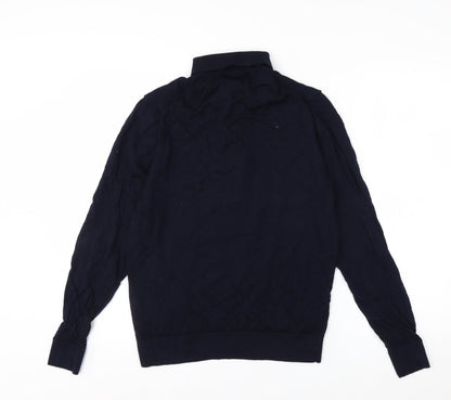 Marks and Spencer Men’s Blue Merino Wool Collared Henley Jumper M