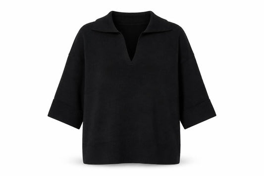 MissPap Women's Black V-Neck Knit Pullover Jumper M 3/4 Sleeve