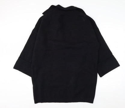 MissPap Women's Black V-Neck Knit Pullover Jumper M 3/4 Sleeve
