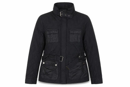 H&M Womens Black Quilted Belted Mid-Length Jacket Size 10