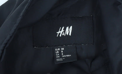 H&M Womens Black Quilted Belted Mid-Length Jacket Size 10