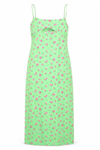 ASOS Women Green Floral Slip Dress Size 10 Sleeveless Midi