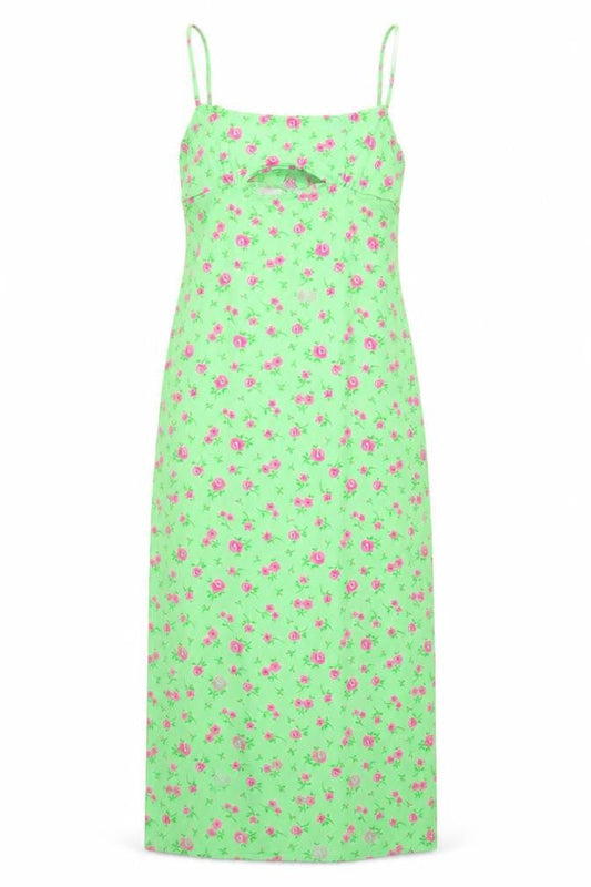ASOS Women Green Floral Slip Dress Size 10 Sleeveless Midi