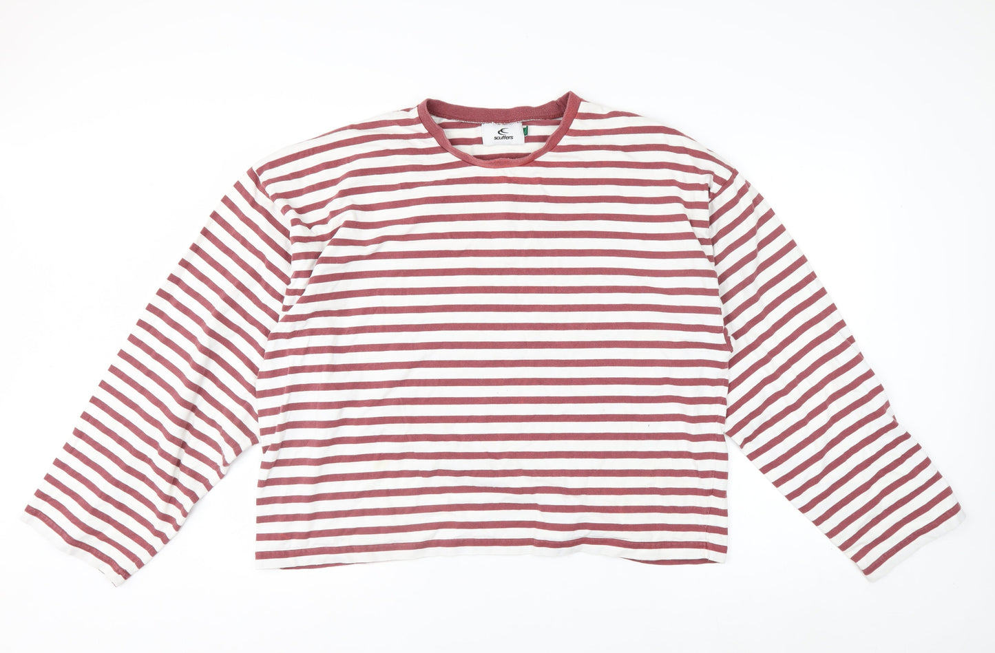 Scuffers Men's Red White Striped Long Sleeve Cotton Top 2XL Relaxed Fit