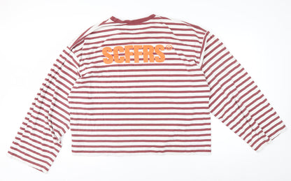 Scuffers Men's Red White Striped Long Sleeve Cotton Top 2XL Relaxed Fit