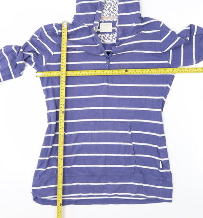 One Earth Women’s Blue Striped Pullover Hoodie Size 14 Cotton