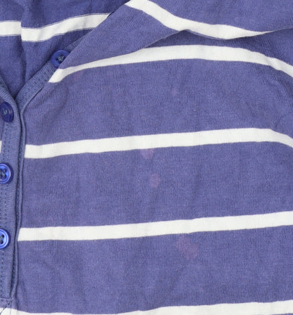 One Earth Women’s Blue Striped Pullover Hoodie Size 14 Cotton