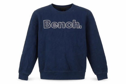 Bench Men’s Blue Sweatshirt S Pullover Crew Neck Logo Cotton Blend