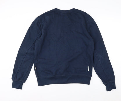 Bench Men’s Blue Sweatshirt S Pullover Crew Neck Logo Cotton Blend