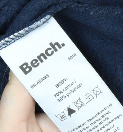 Bench Men’s Blue Sweatshirt S Pullover Crew Neck Logo Cotton Blend