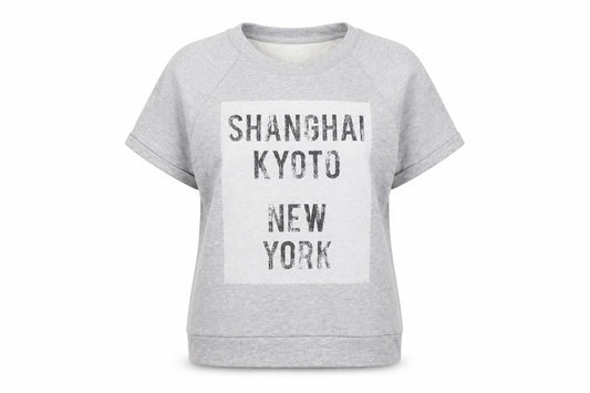 H&M Womens Grey Short Sleeve Pullover Sweatshirt Size 12 Graphic Print