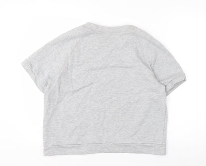 H&M Womens Grey Short Sleeve Pullover Sweatshirt Size 12 Graphic Print