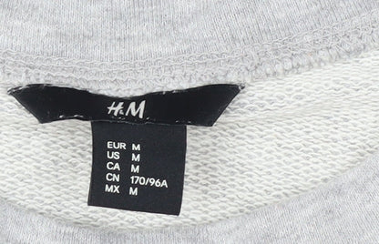 H&M Womens Grey Short Sleeve Pullover Sweatshirt Size 12 Graphic Print