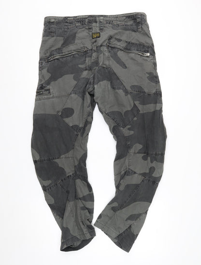 G-Star RAW Men’s Green Camouflage Cargo Tapered Trousers Size 34x32