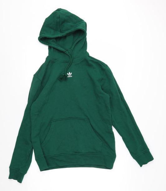 Adidas Men's Green Pullover Hoodie L Regular Fit Cotton Sportswear