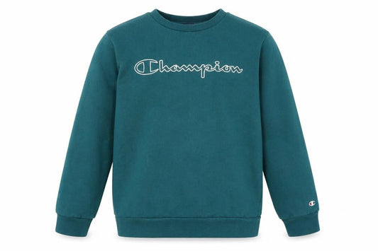 Front view of Champion boys’ green pullover sweatshirt 11-12 years crew neck fleece