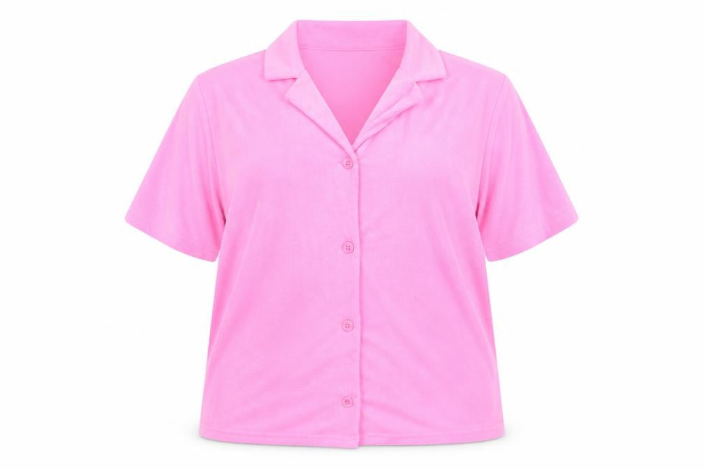 Klass Women's Pink Short Sleeve Collared Button-Up Blouse XL