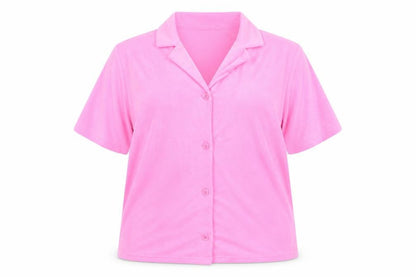 Klass Women's Pink Short Sleeve Collared Button-Up Blouse XL